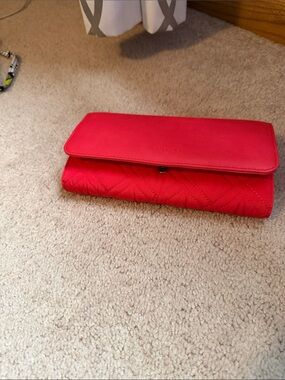 Vera Bradley Red Quilted Foldover Clutch